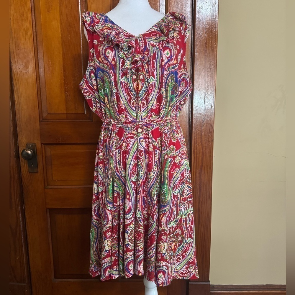 Lauren Ralph Lauren Paisley Sleeveless Dress Size 3XL 100% Cotton